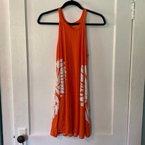 Orange and white tie dye mini dress with pockets